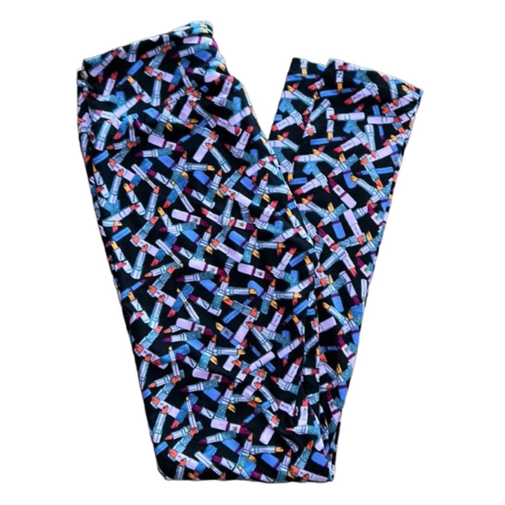 NEW LulaRoe Novelty Print Leggings Lipstick Makeup One Size OS